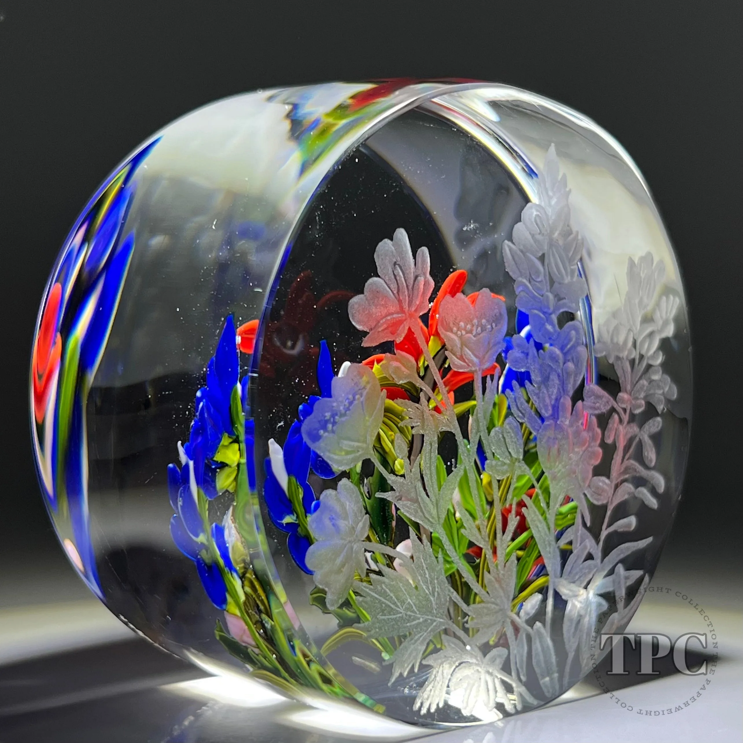 Cathy Richardson 2022 Glass Art Paperweight Flamework & Engraved Colorado Wildflowers