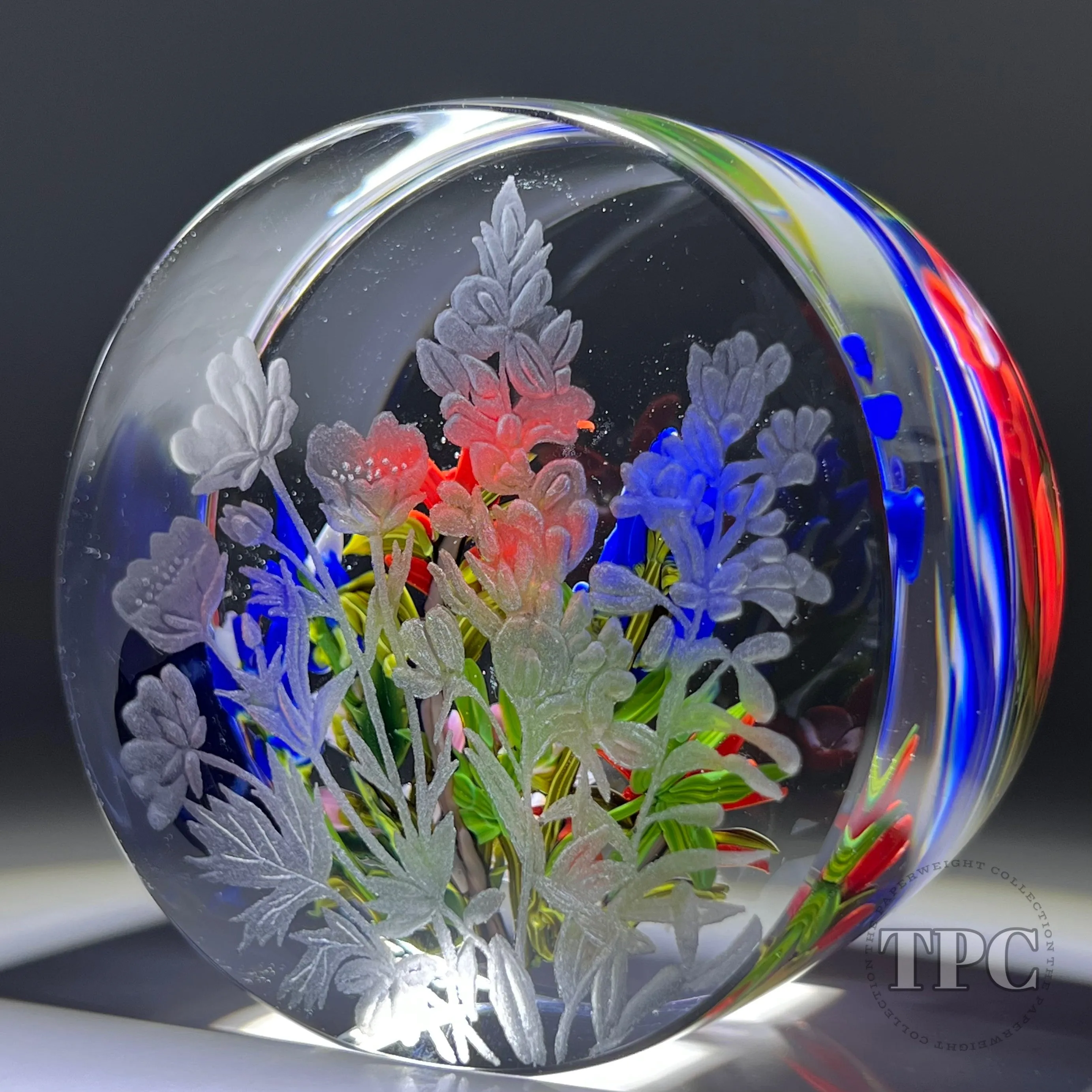 Cathy Richardson 2022 Glass Art Paperweight Flamework & Engraved Colorado Wildflowers
