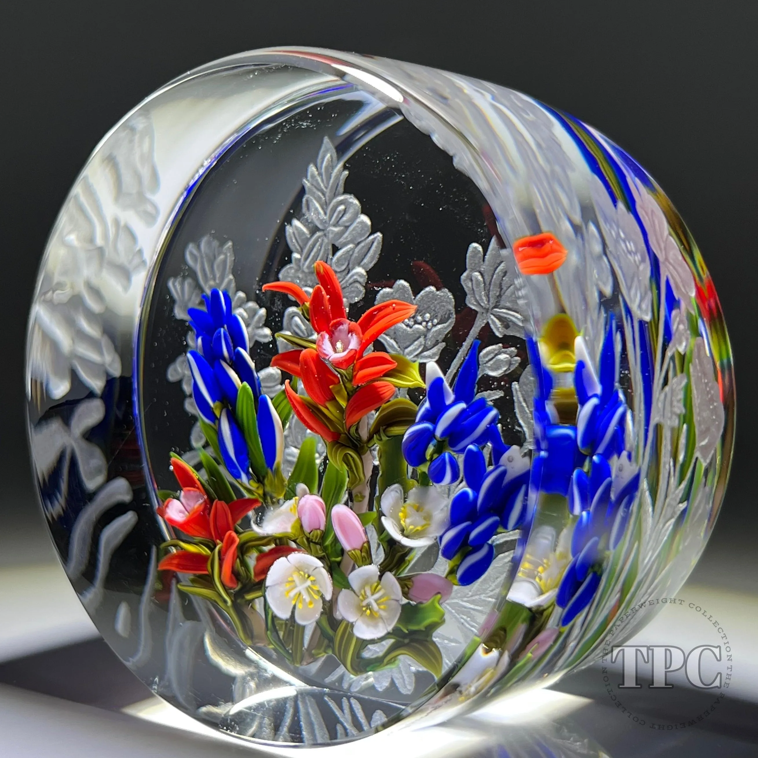 Cathy Richardson 2022 Glass Art Paperweight Flamework & Engraved Colorado Wildflowers