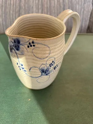 Ceramic Pitcher with Blue Flowers