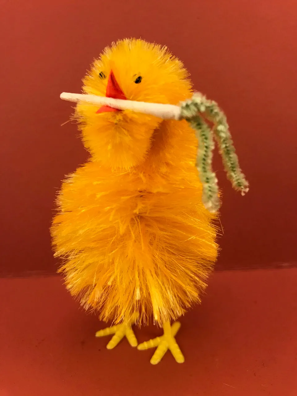Chenille Chicks from Germany: Chick with Branches & Flowers