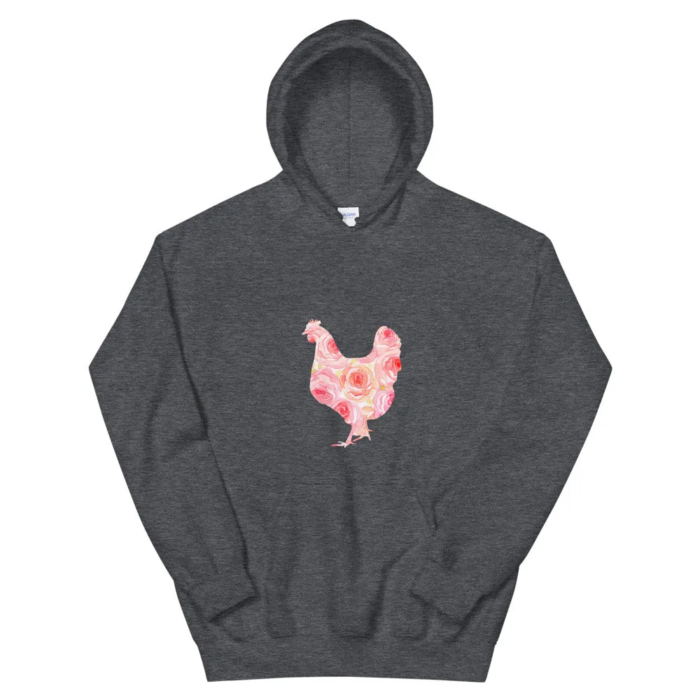 Chicken Silhouette Roses Unisex Hoodie