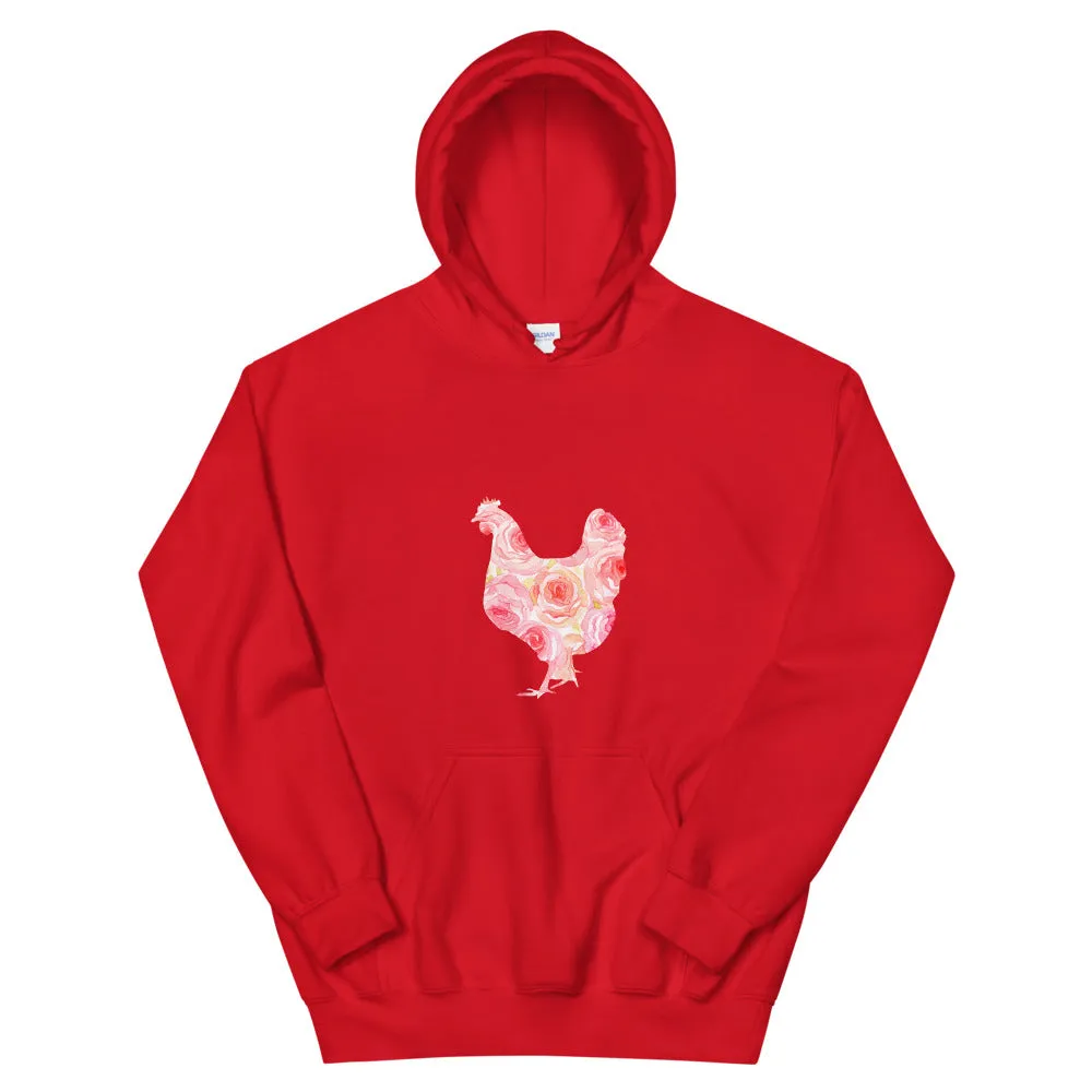 Chicken Silhouette Roses Unisex Hoodie
