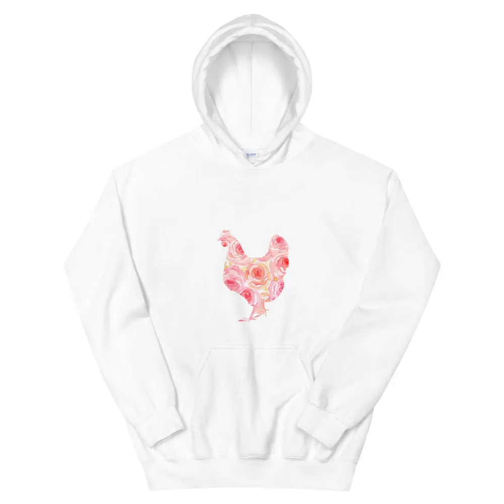 Chicken Silhouette Roses Unisex Hoodie