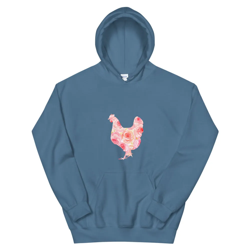 Chicken Silhouette Roses Unisex Hoodie