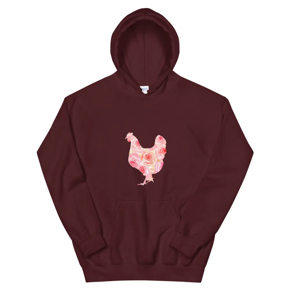 Chicken Silhouette Roses Unisex Hoodie