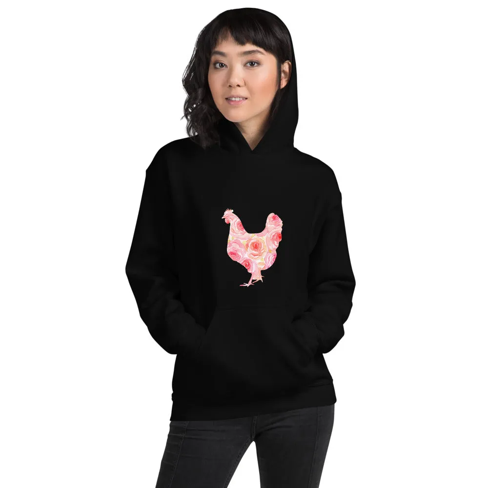 Chicken Silhouette Roses Unisex Hoodie