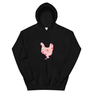 Chicken Silhouette Roses Unisex Hoodie