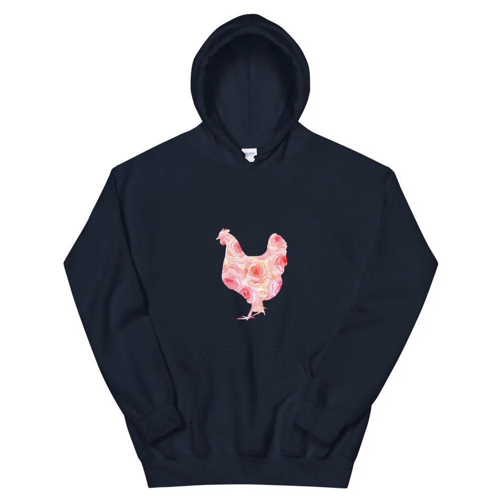 Chicken Silhouette Roses Unisex Hoodie