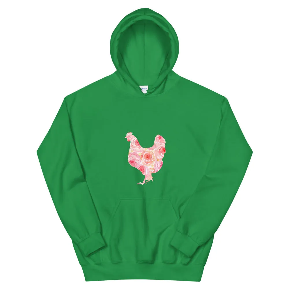 Chicken Silhouette Roses Unisex Hoodie