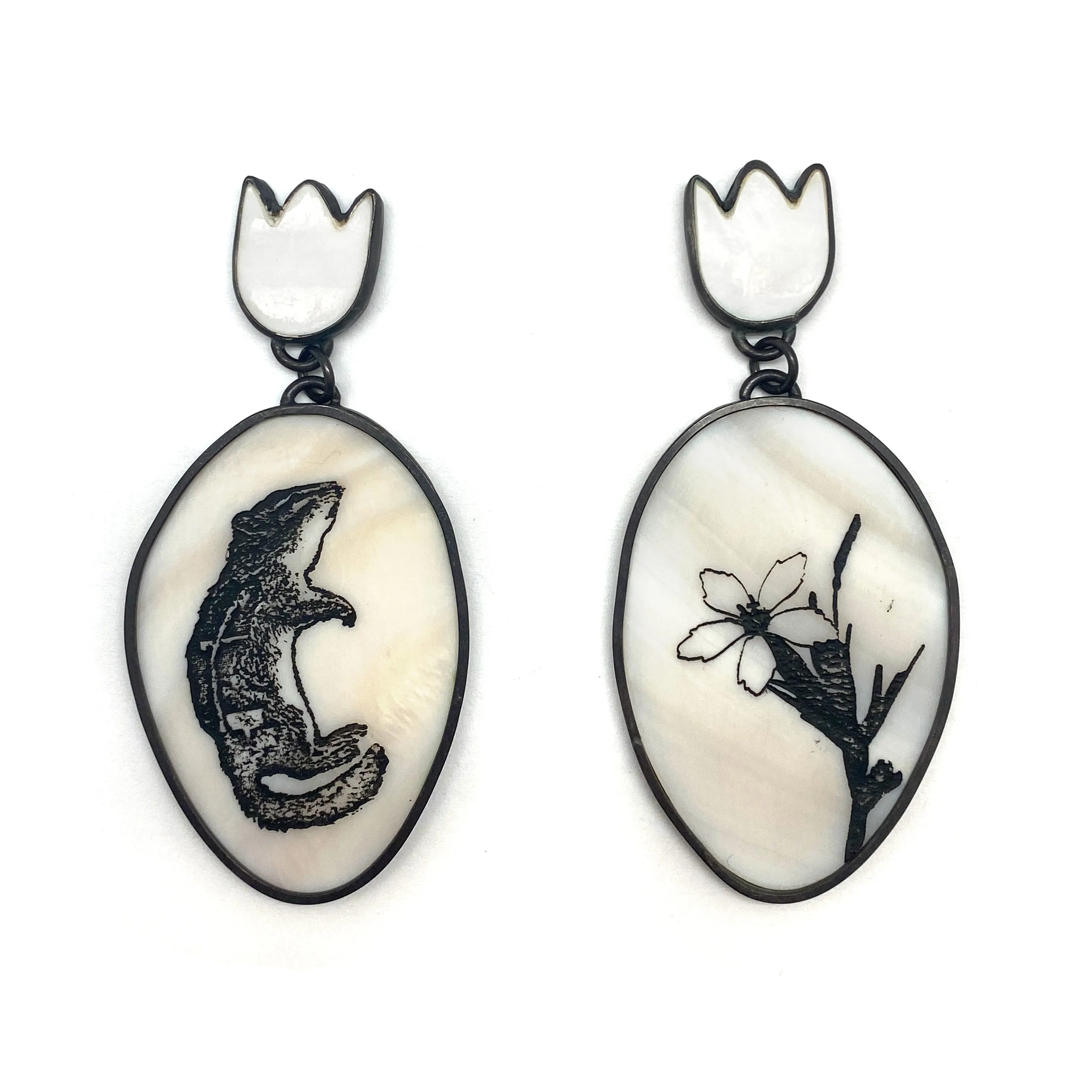 Chipmunk and Flower Earrings