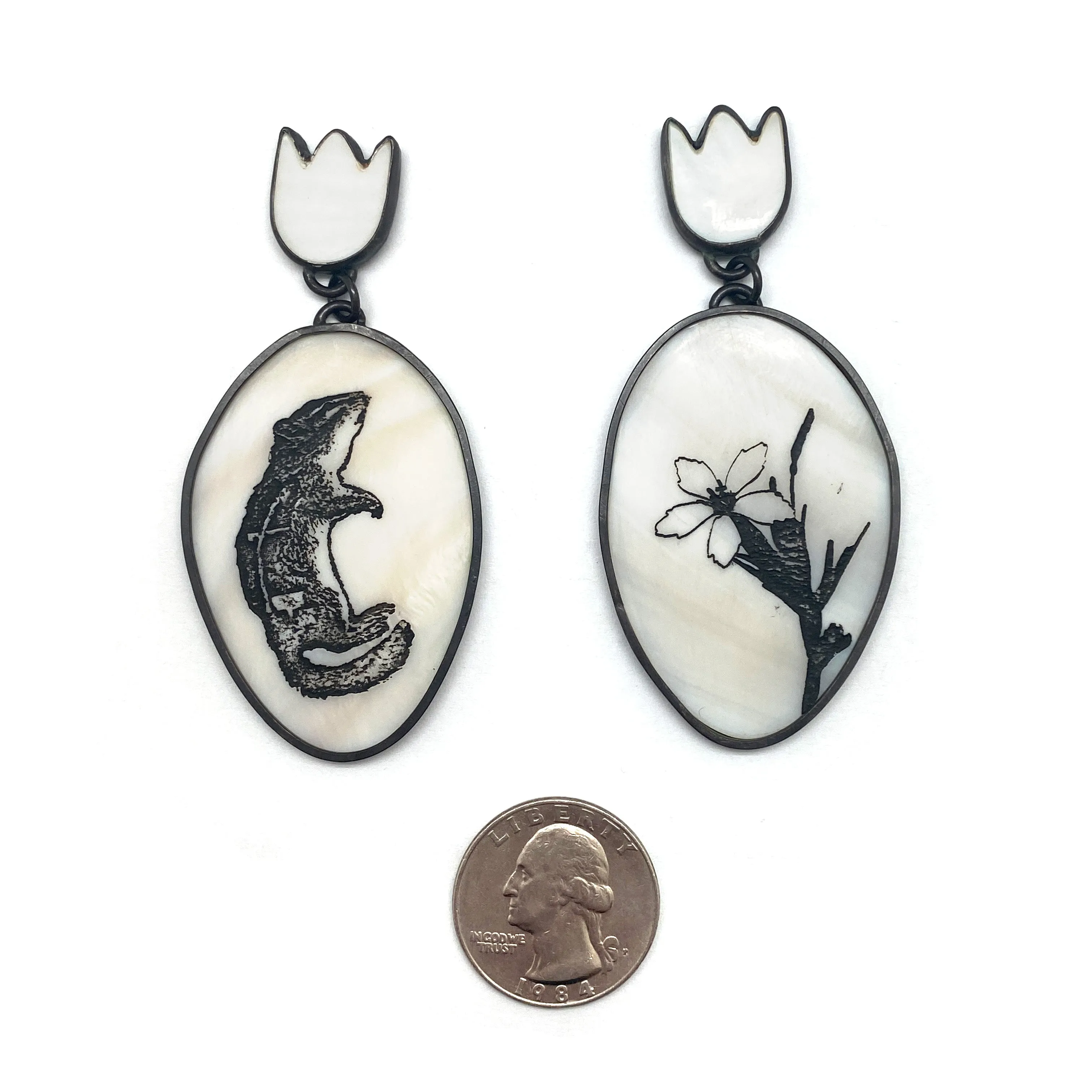 Chipmunk and Flower Earrings