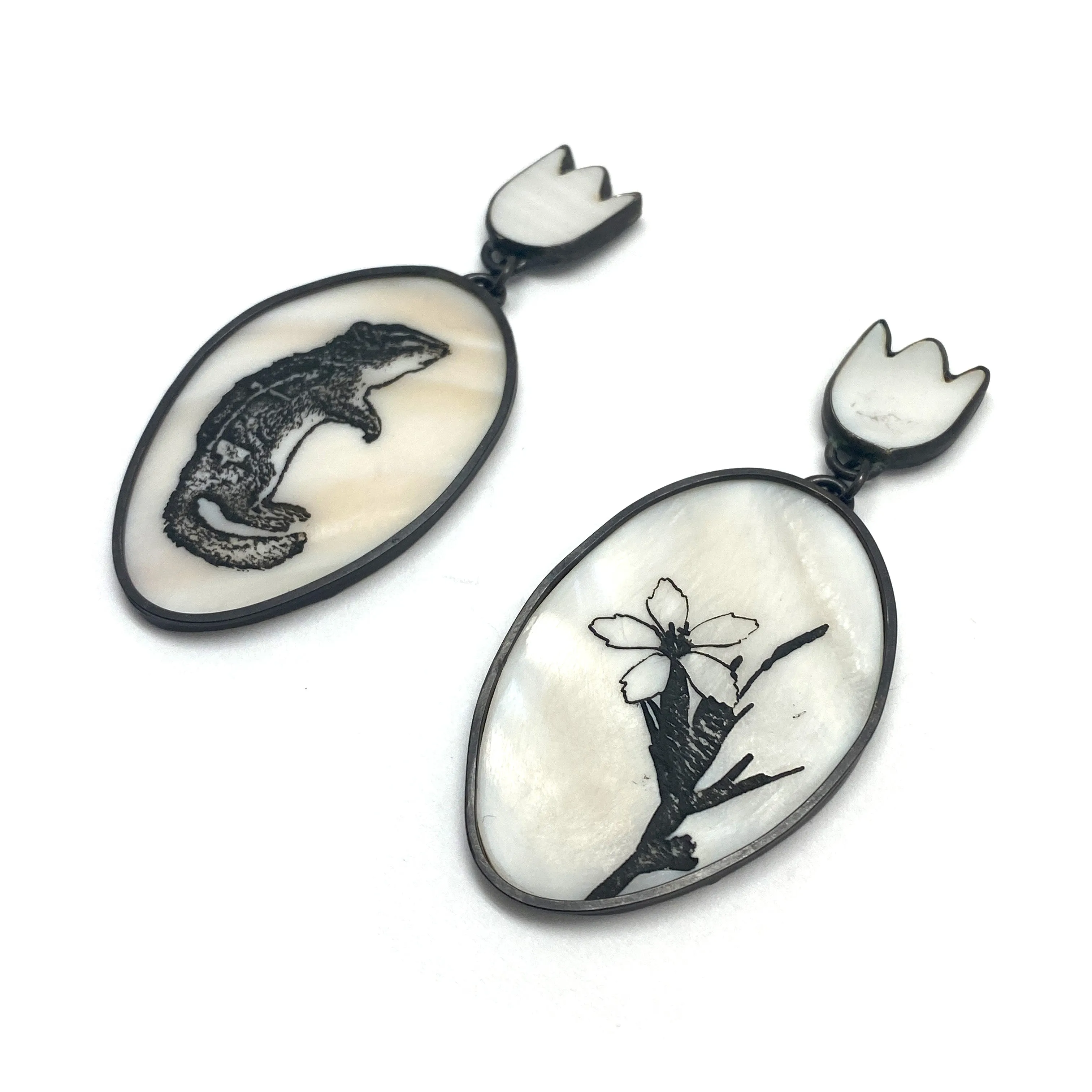 Chipmunk and Flower Earrings