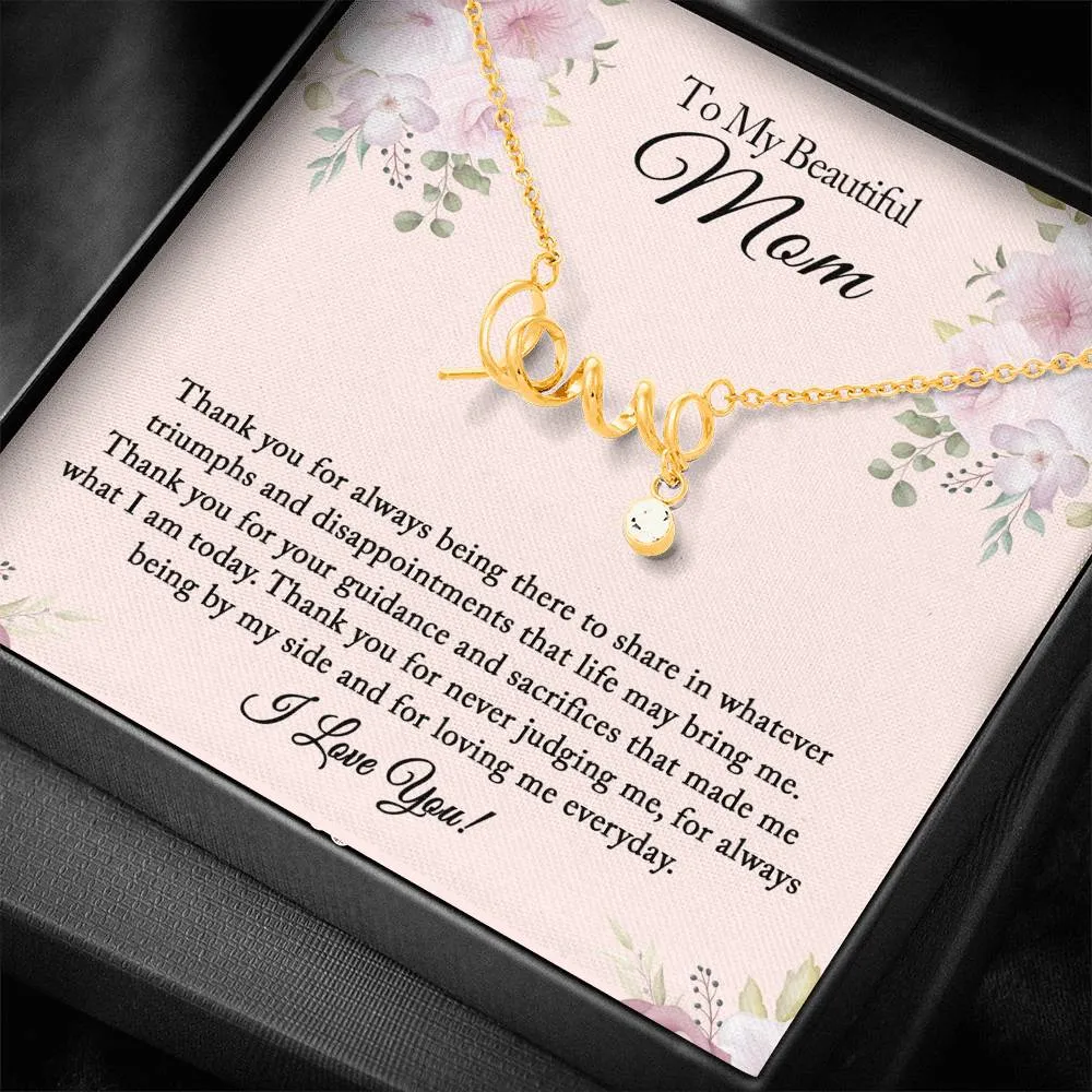 Christmas Gift for Mom, To My Beautiful Mom Necklace, Christmas Gift from Daughter