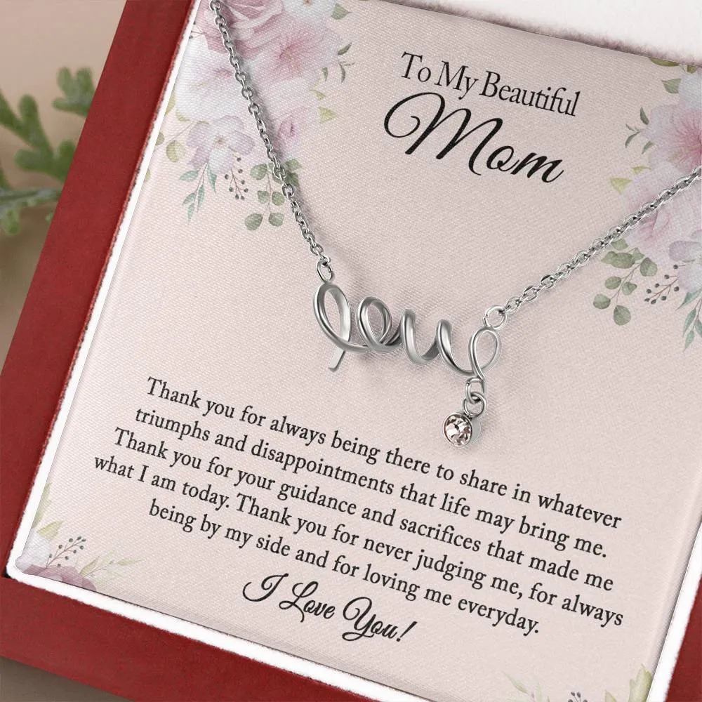 Christmas Gift for Mom, To My Beautiful Mom Necklace, Christmas Gift from Daughter