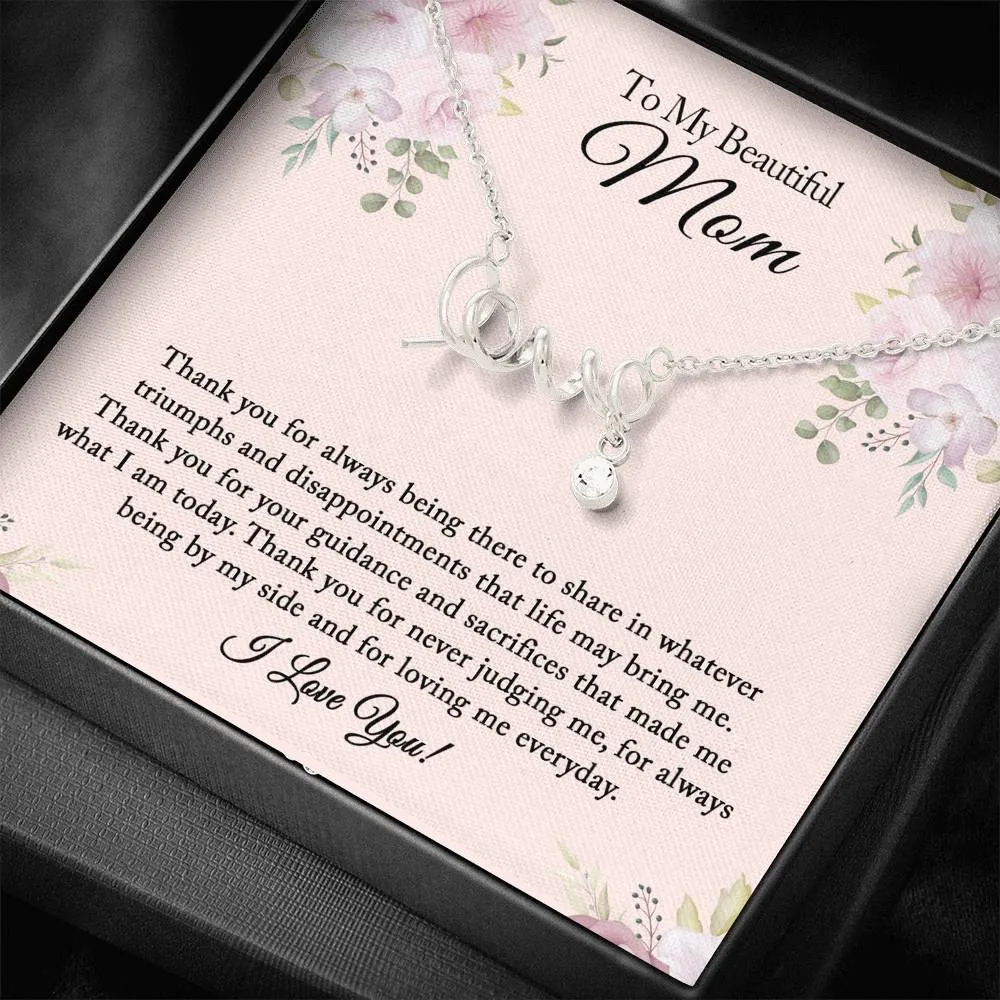 Christmas Gift for Mom, To My Beautiful Mom Necklace, Christmas Gift from Daughter