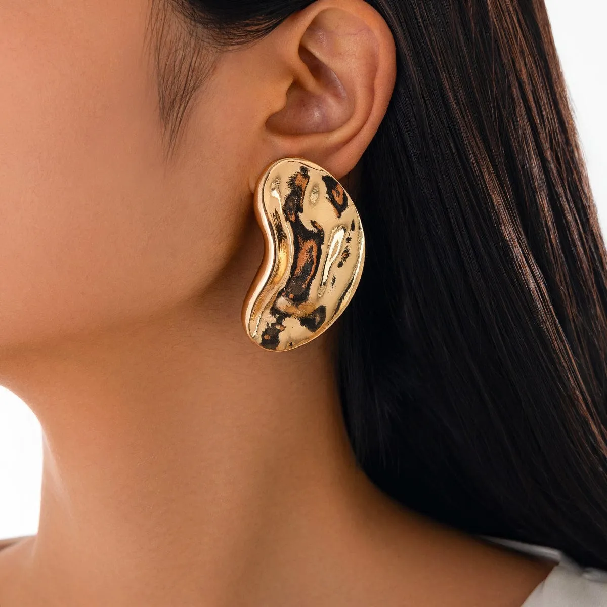 Chunky Abstract Moon Stud Earrings