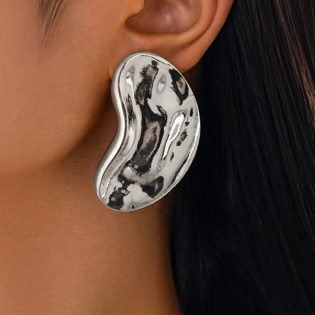Chunky Abstract Moon Stud Earrings