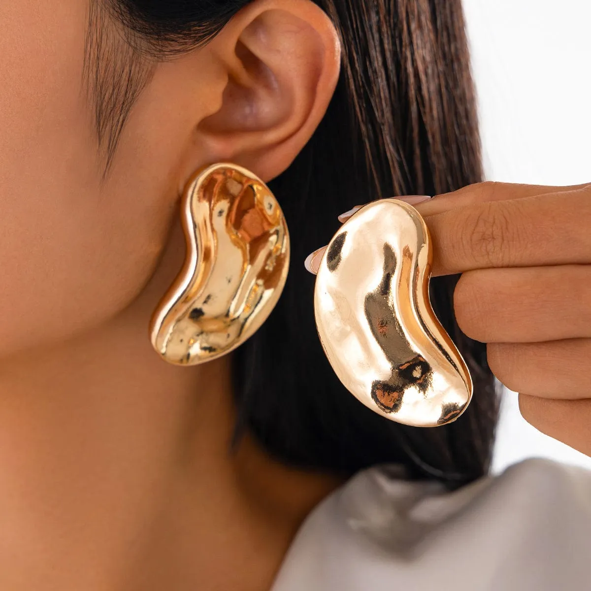 Chunky Abstract Moon Stud Earrings