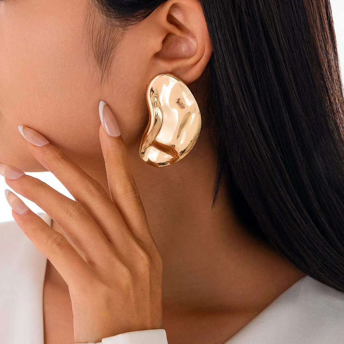 Chunky Abstract Moon Stud Earrings