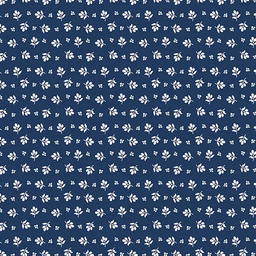 Classic Keepsakes in Blue 14654-55 Little Flower Buds Navy Blue