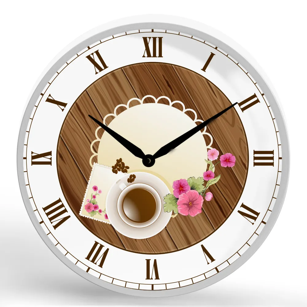 Coffee Table <br>Round Framed Wall Clock 11.75"