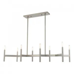 COPENHAGEN 8 LIGHT LINEAR CHANDELIER, BRUSHED NICKEL