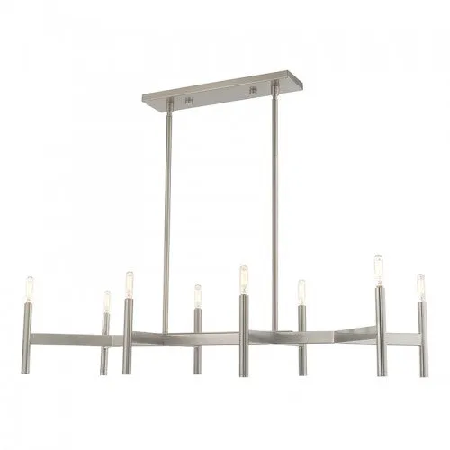 COPENHAGEN 8 LIGHT LINEAR CHANDELIER, BRUSHED NICKEL