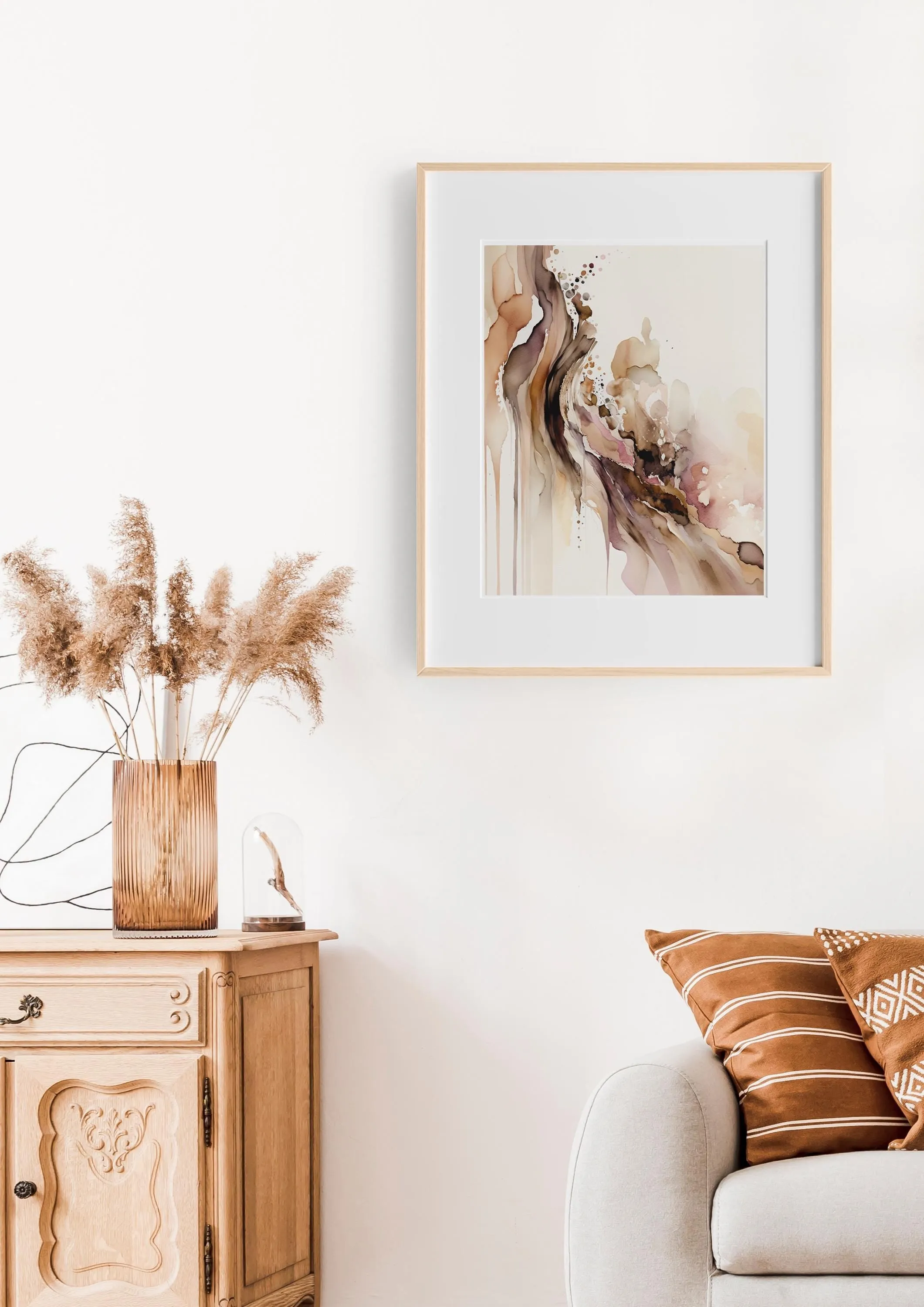 Cowgirl Aesthetic Art Print, Muted Abstract Wall Art in Pink Brown Gold, Trendy Home Decor Gift for Western Style Enthusiasts