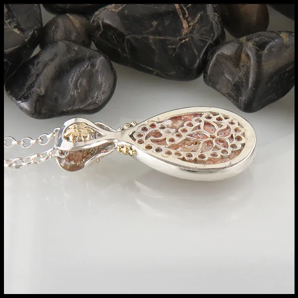 Crazy Lace Agate Paisley and Flower Pendant