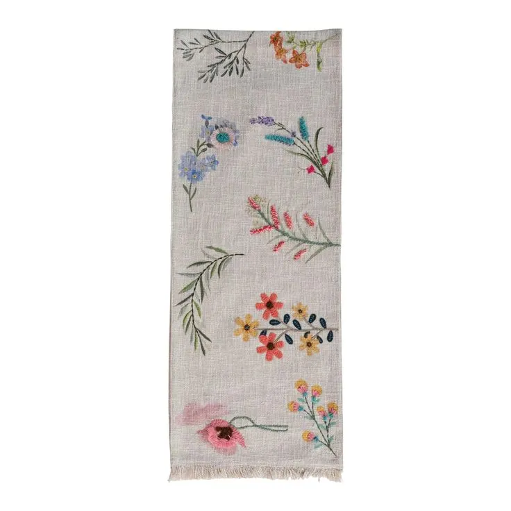 CREATIVE CO-OP- FLOWERS TABLE RUNNER