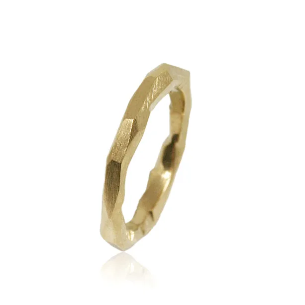Crystal 14k yellow gold petit wedding ring