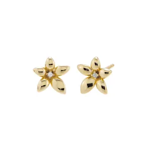 CZ Five Leaf Flower Stud Earring
