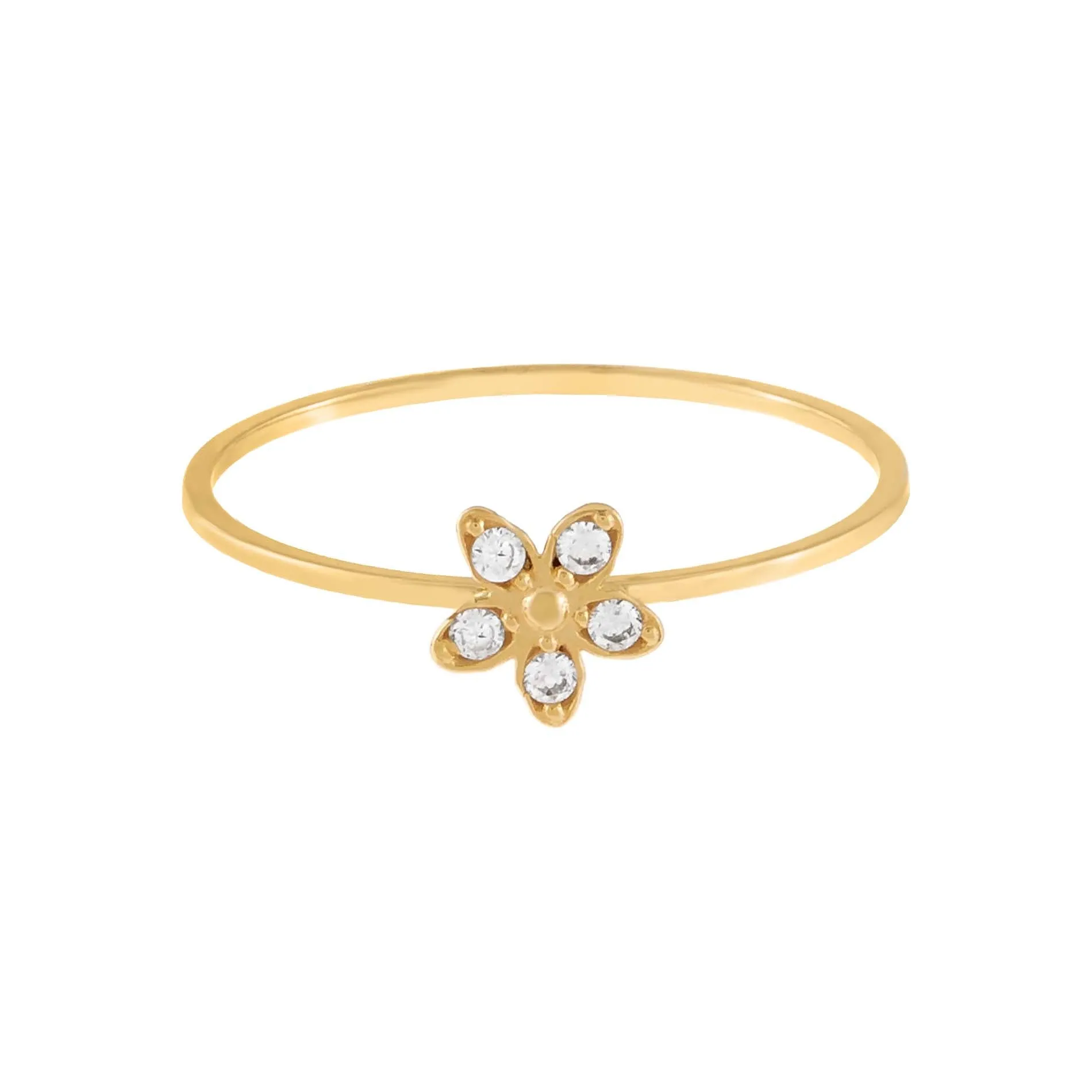 CZ Flower Ring 14K