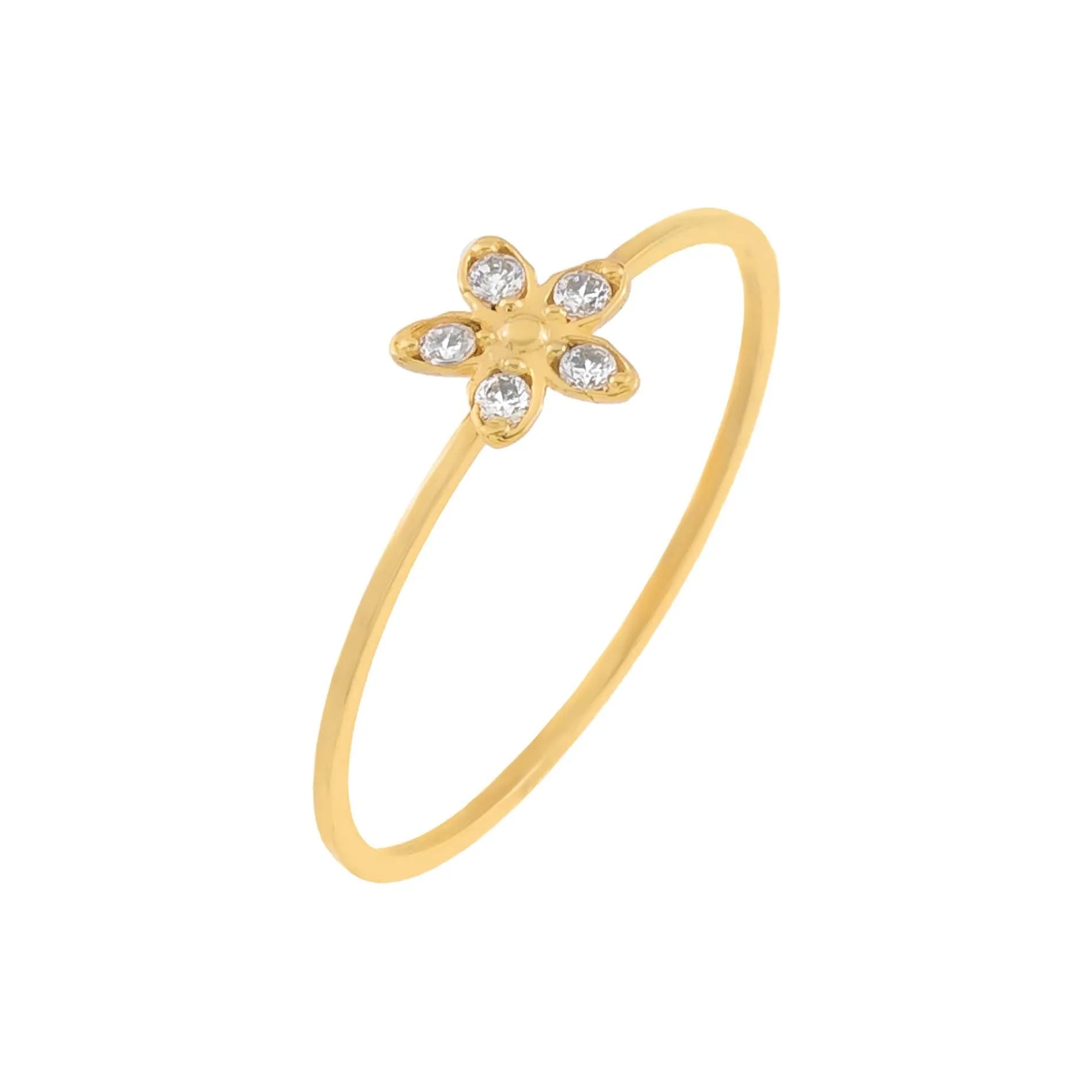 CZ Flower Ring 14K