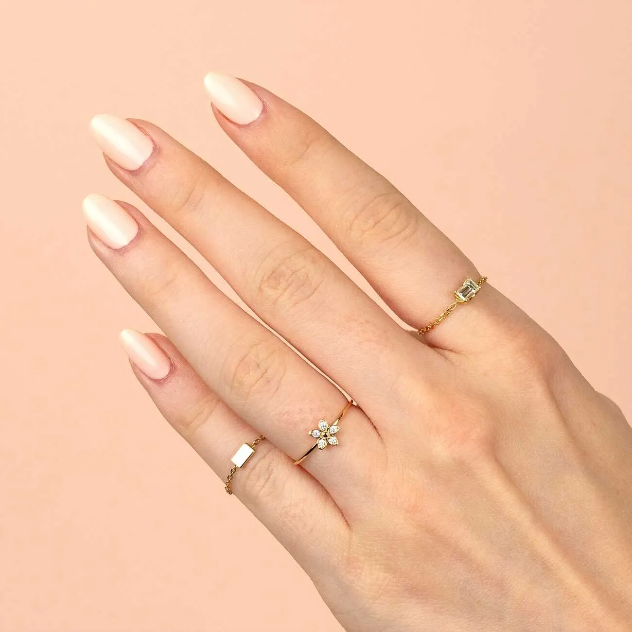CZ Flower Ring 14K
