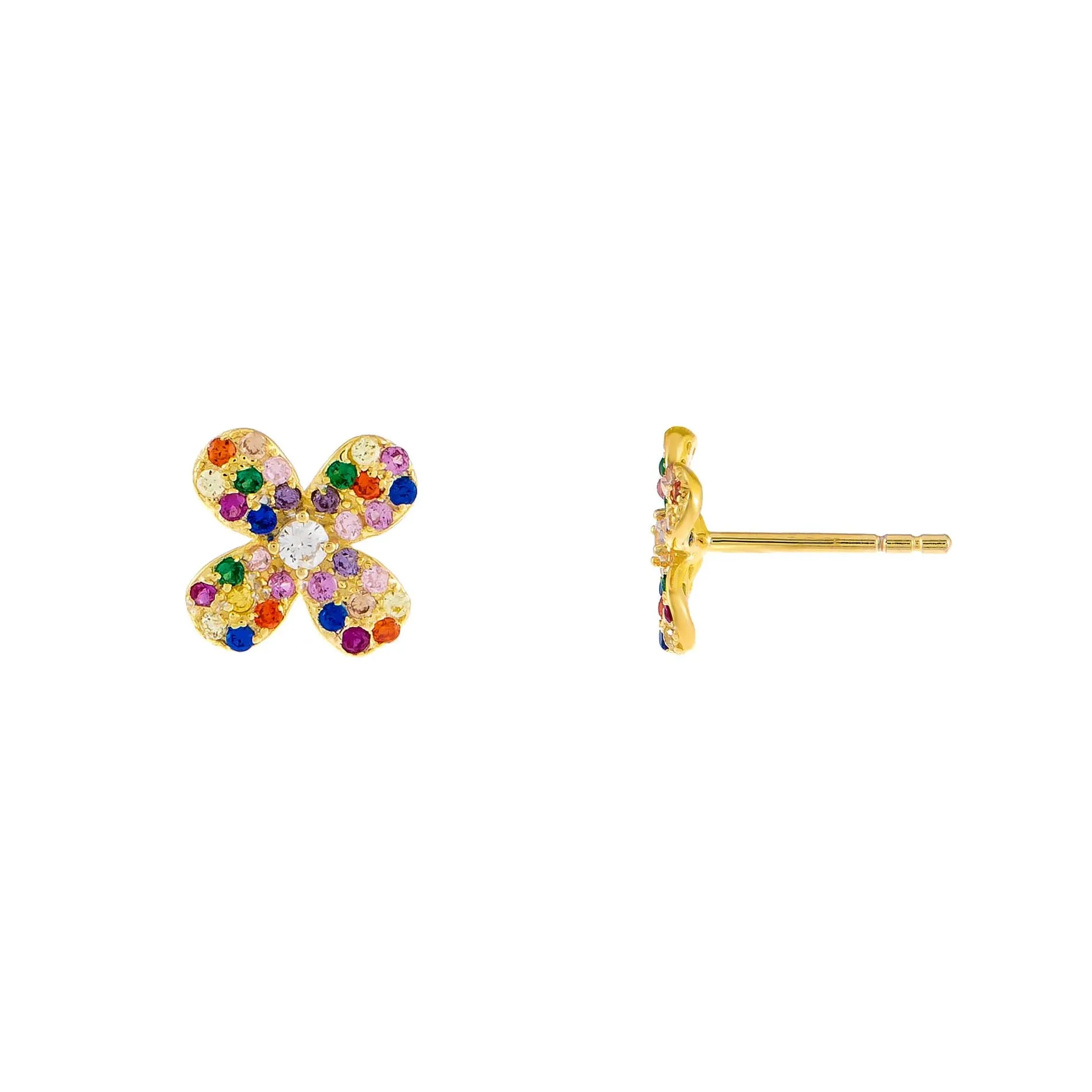 CZ Mini Rainbow Flower Stud Earring