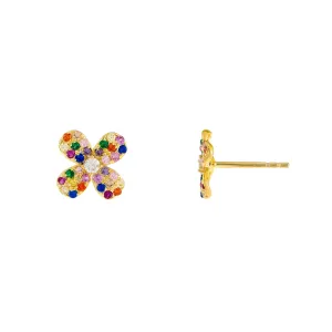 CZ Mini Rainbow Flower Stud Earring