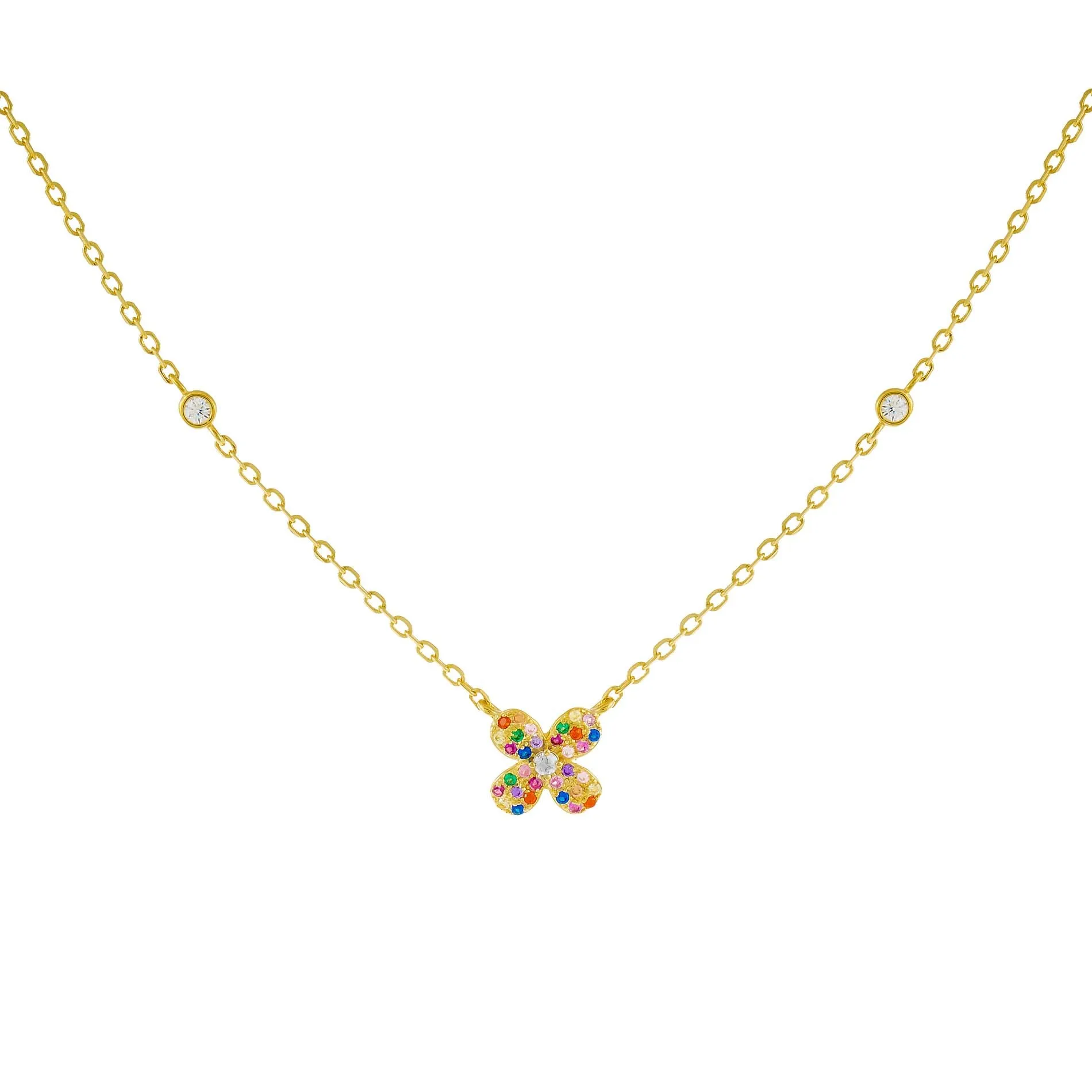 CZ Rainbow Flower Necklace