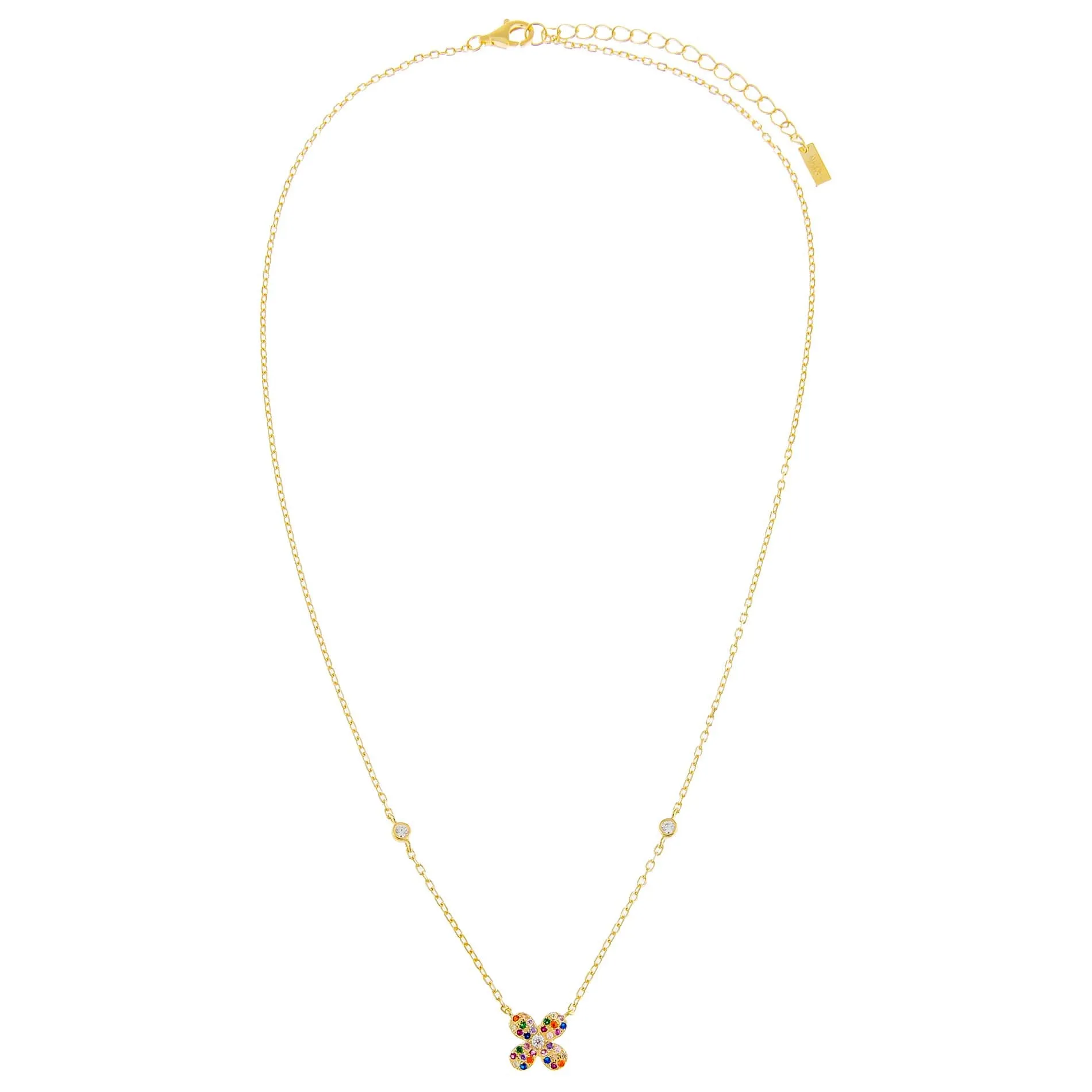 CZ Rainbow Flower Necklace