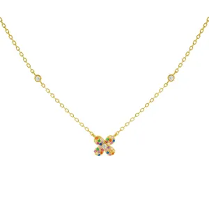 CZ Rainbow Flower Necklace