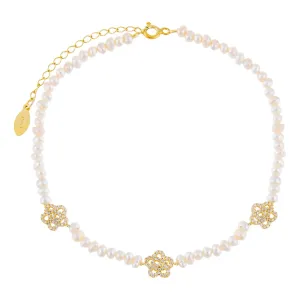 CZ Rose Pearl Anklet