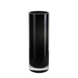 (D) Modern Glass Cylinder Vase, Home D?cor Accent for Flowers (Black)