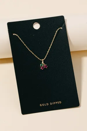 Dainty Chain Mini Cherry Charm Necklace