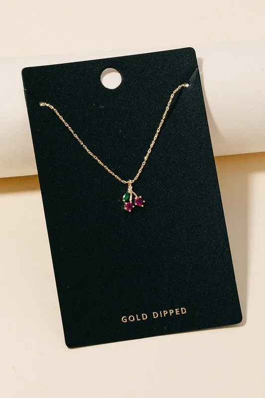 Dainty Chain Mini Cherry Charm Necklace