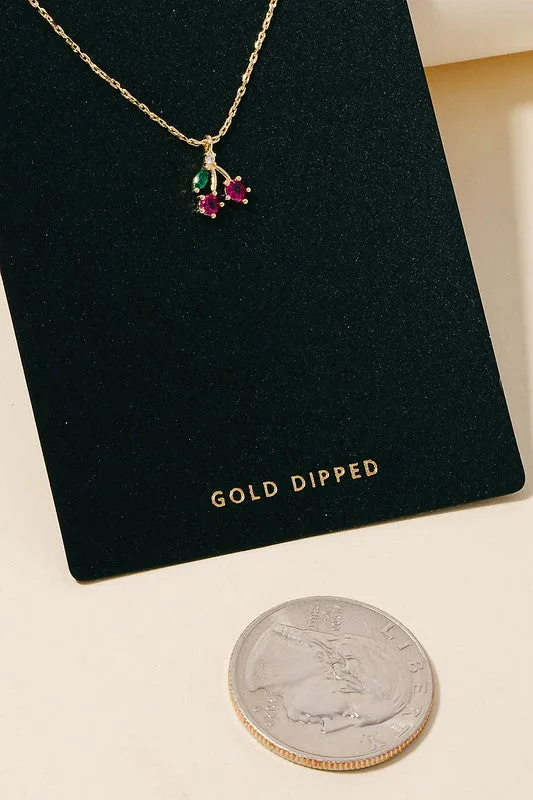 Dainty Chain Mini Cherry Charm Necklace