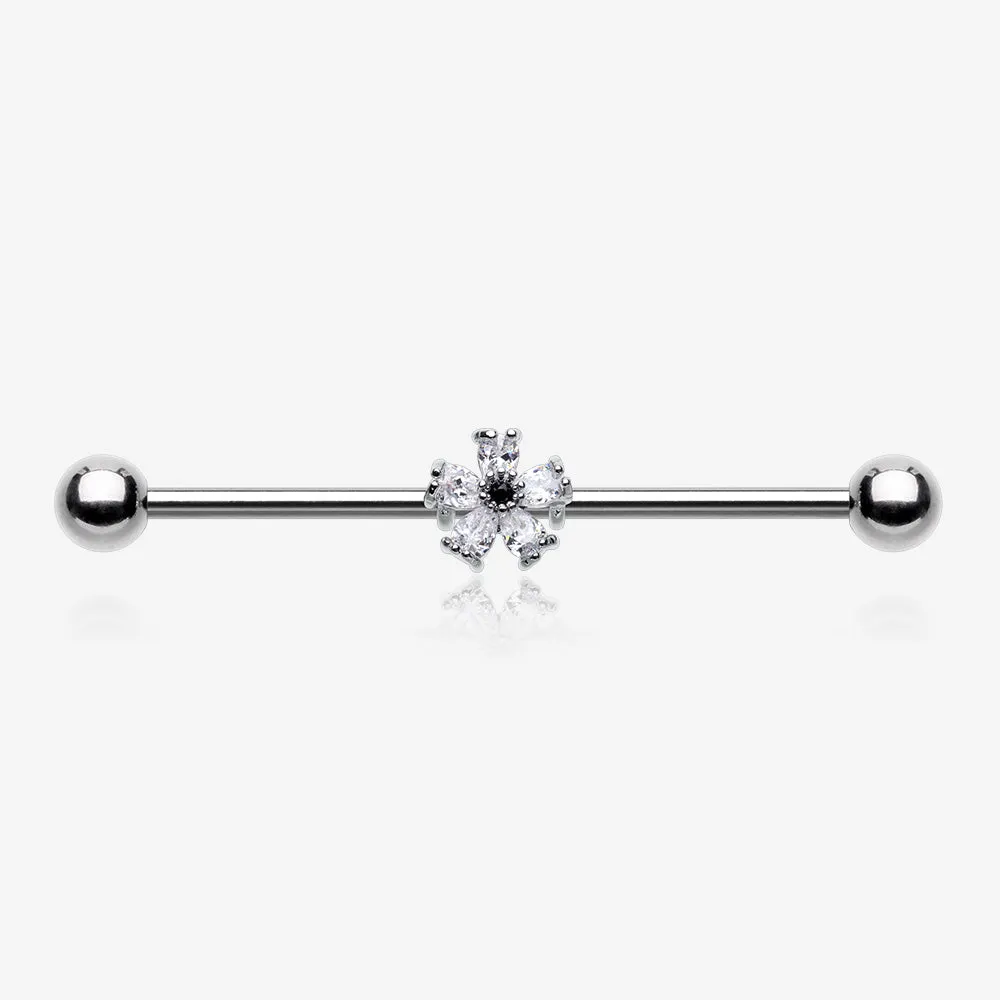 Dainty Flower Sparkle Dazzle Industrial Barbell