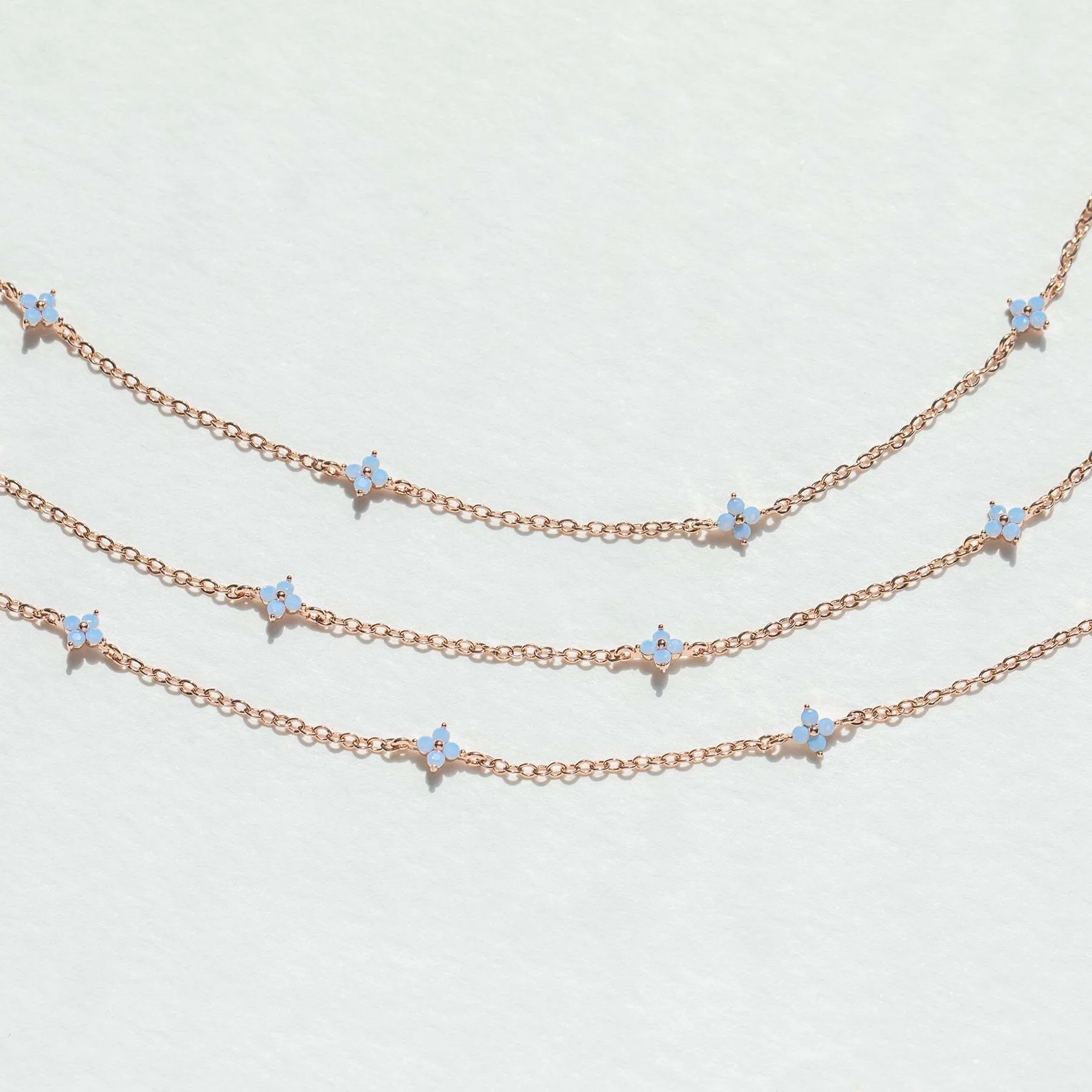 Dainty Handmade 18K Gold Crystal Flower Necklace