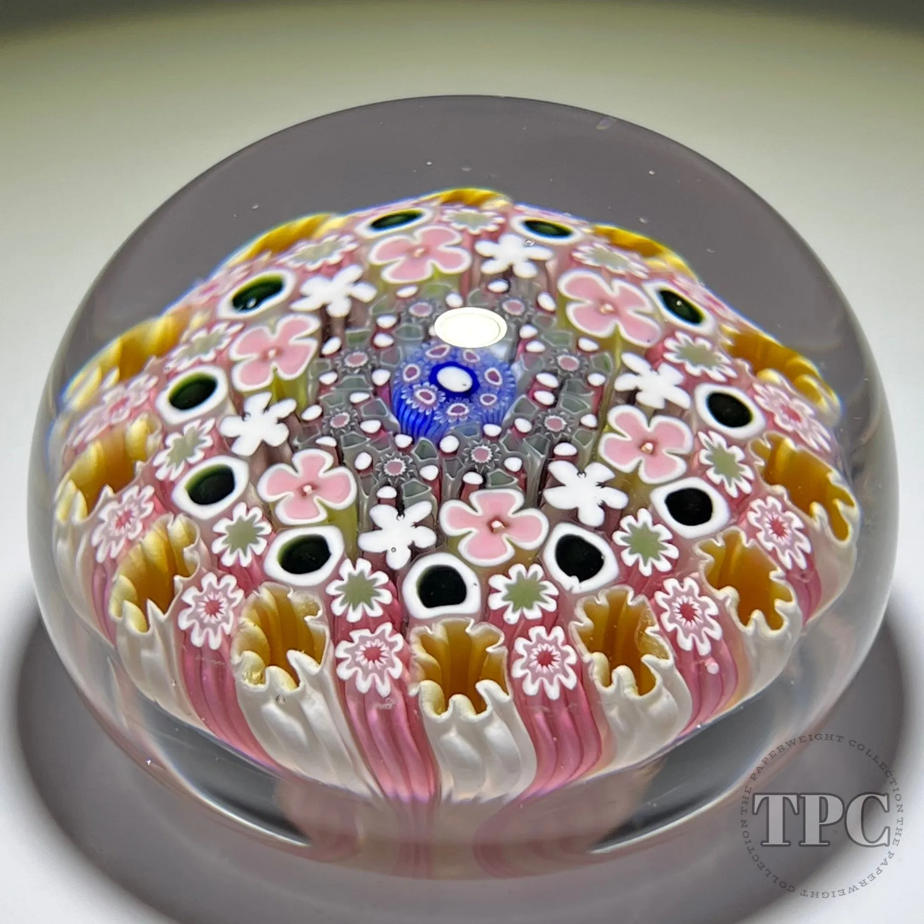 Damon MacNaught 2022 Glass Art Paperweight Complex Concentric Millefiori in Staves