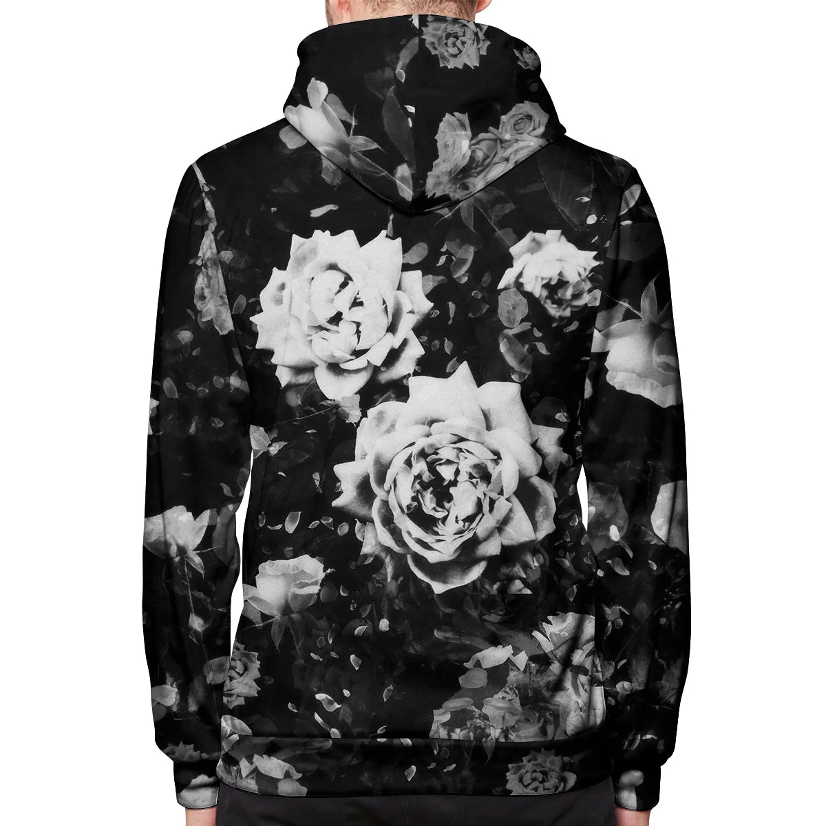 Dark White Rose Pullover Hoodie